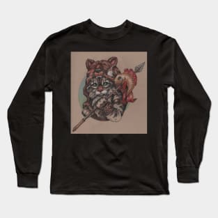 Viking Cat Bear (with fish) Long Sleeve T-Shirt